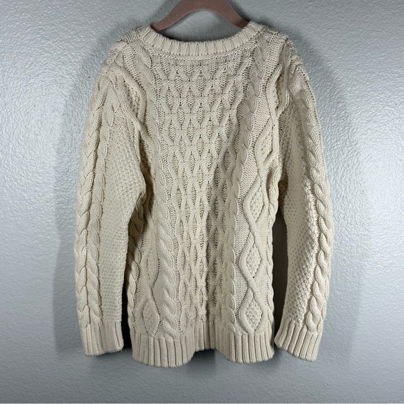 Hanna Andersson Cable Knit Fisherman Sweater Boy's 120 US 6-7 Cream Cotton Wool - Picture 6 of 6